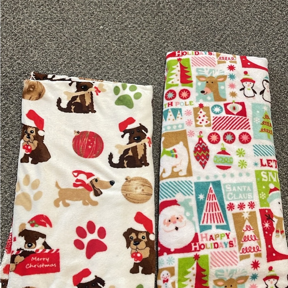 Festive Dog and Christmas Patterned Blankets